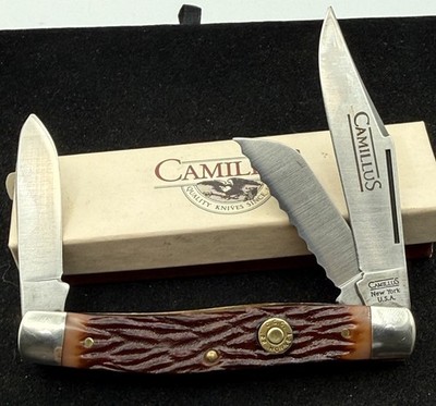 Vintage Camillus USA C-2 Stockman Knife .22 Hornet Cartridge Series Dura-Stag NY