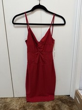 Red Mesh Glitter Strappy Bodycon Short V-Neck Sleeveless Women's Dress