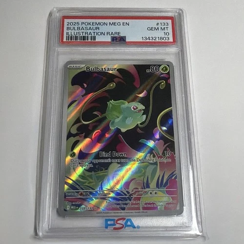 Pokemon TCG Bulbasaur 133/132 ME01 Mega Evolution Illustration Rare PSA 10