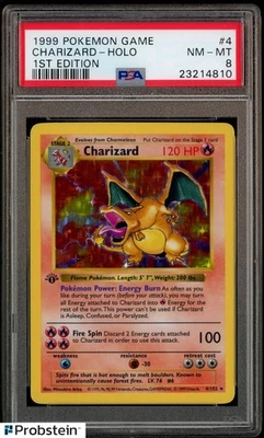 1999 Pokemon Game 1st Edition Shadowless #4 Charizard Holo PSA 8 NM-MT