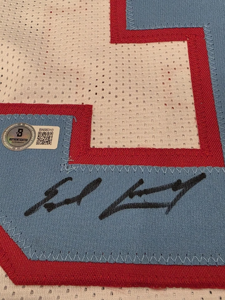 Jersey Earl Campbell Autografiado/Firmado Beckett Blanco Personalizado Jersey Foto 2 de 4