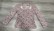 Creche Floral Button Front Shirt Made in USA Rayon Grannycore Sz 8 Vintage