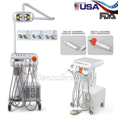 Portable Dental Mobile Delivery Unit Air Compressor System /With Surgical Lamp