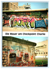 Berlin Wall Checkpoint Charlie Graffiti Border Cross Cold War Germany Postcard
