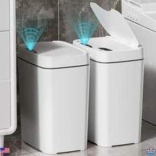 2 Pack Touchless 2.7 Gal Bathroom Trash Can with Lid, Slim Motion Sensor Bins