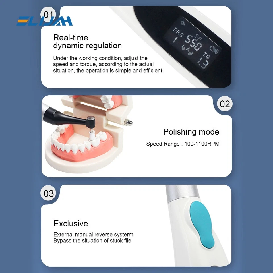 Motor LED dental inalámbrico 16:1 pieza de mano contra ángulo tratamiento de conducto radicular Foto 4 de 4
