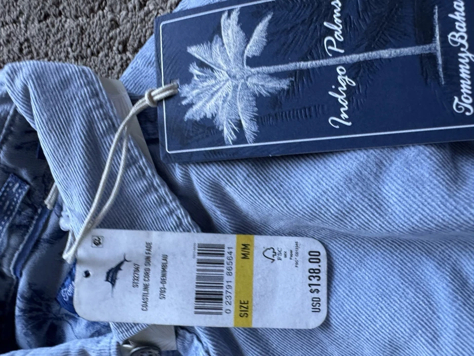 Camisa Tommy Bahama Para Hombre Coastline Pana Desvanecimiento del Sol Abotonada Azul Talla M $138 Foto 4 de 4