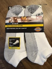 Dri-Tech Dickies No Show Performance Work Socks Men’s 6-12 , 6 Pack NEW 