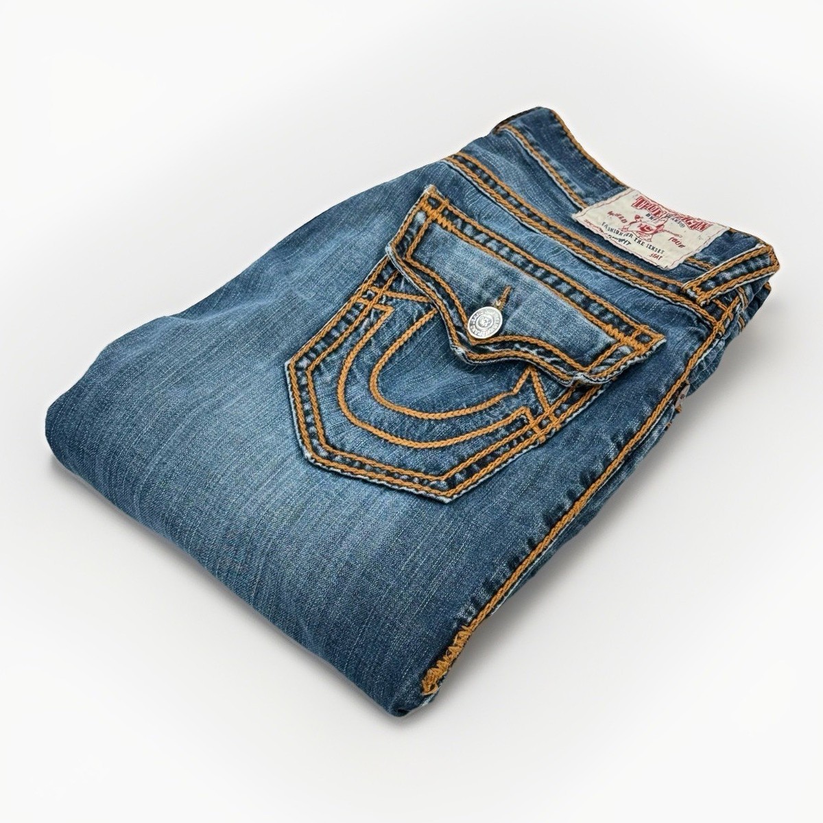 TRUE RELIGION STRAIGHT 極太ステッチ デニムパンツ 30 True Religion Straight Blue Jeans Mens 38x30 Thick Stitch
