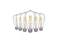  6-Pk Edishine Edison LED Light Bulb Dimmable 4000K Cool White ST64 60W Eqv