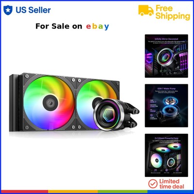 240mm Liquid CPU Cooler ARGB Infinity Mirror 2 Quiet Fans for Gaming