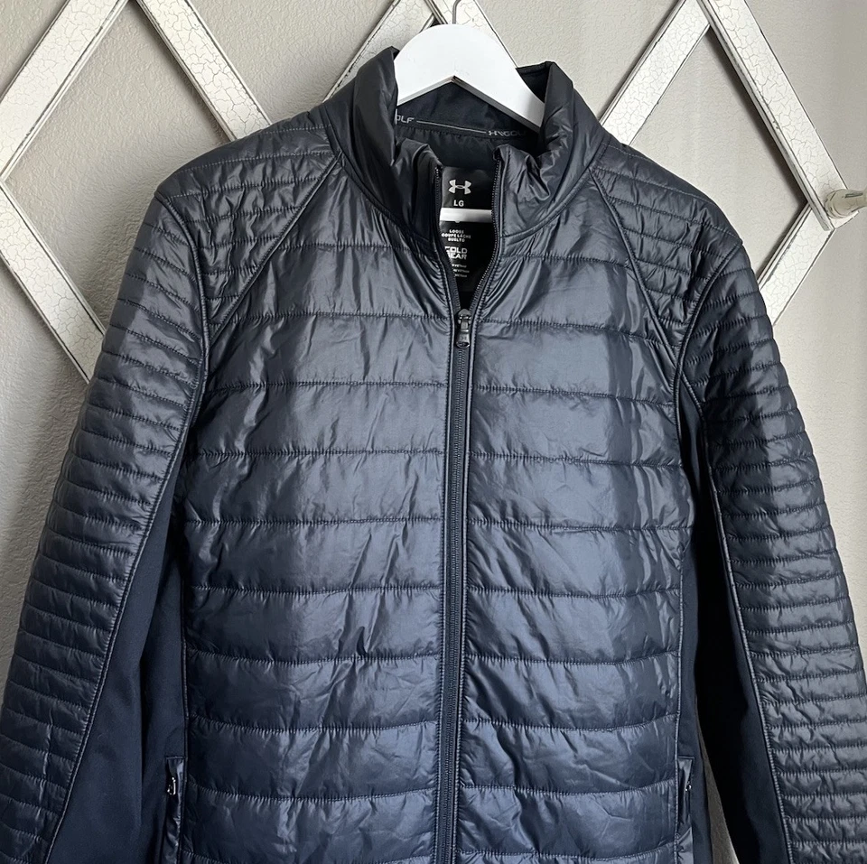 Мужская утепленная гибридная куртка Under Armour Golf Atlas L Cold Gear свободного покроя - черная - Изображение 2 из 4