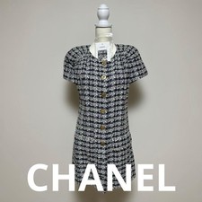 CHANEL 18C Tunic Dress Owl Gold Button Pocket Dress Size 38 Rare SR2099