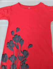 Tea Collection Short Sleeve T-Shirt Top Girls Size 7 Orange with Flowers