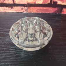 Vintage Clear Glass Flower Frog 13 Hole Round Floral Arranger Vase Insert