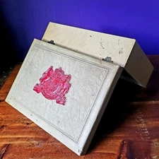 VTG Veni-Vidi-Vici Cigar Box Cream Color Faux Leather Phillip Morris - USA Made