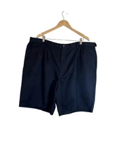 Haggar Cool 18 Flat Front Shorts Size 46 Navy Blue Expandable Waist Quick Dry
