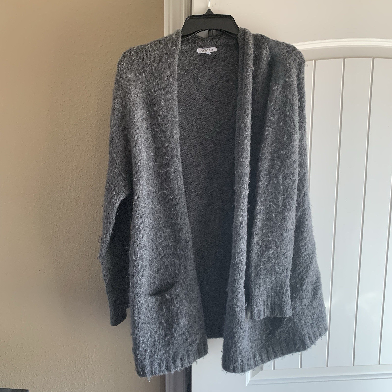 Johnny Was Solid Gray Open Front Baby Alpaca Wool… - image 1