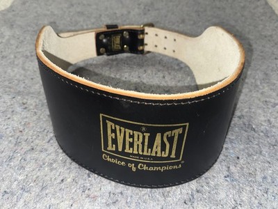 Everlast Powerlifting Belt Mens XL 39-48 Black Leather Double Prong Made USA
