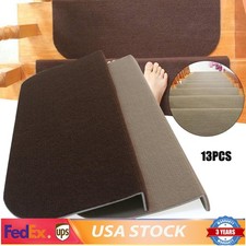 Brown Skid-Resistant Stair Treads Carpet Mats Set of 13 for Safety