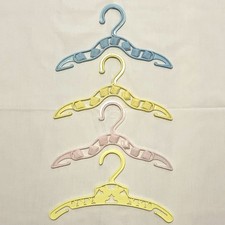 4 Vintage 1960s Baby Clothes Hangers: 3 Alphabet Blocks 1 Bunny Pink Blue Yellow