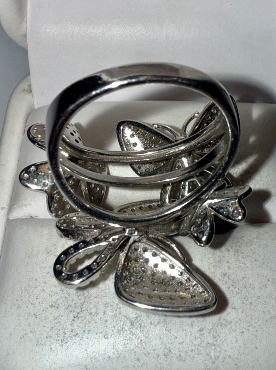 Solid Sterling Silver Round-Cut Gemstone Paved Bu… - image 7