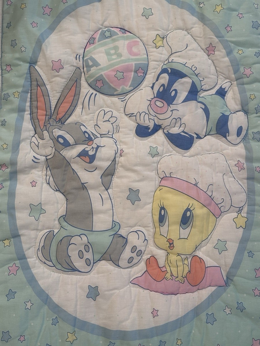 Vintage Looney Tunes Baby Crib Blanket Quilt Tweety Bird Bugs