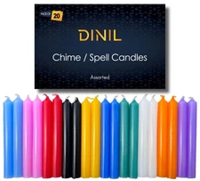 â€“ 20 Assorted Color Spell/Chime Candles â€“ Premium Mini Taper Candles for ...