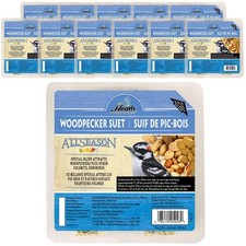 Heath Woodpecker Suet Cake, 5.2in, 10oz, 12 Pack - Blend Attracts Woodpeckers...