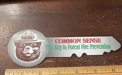 Smokey Bear Common Sense, Double Sided Book Mark Key to Forest Fire Prevention