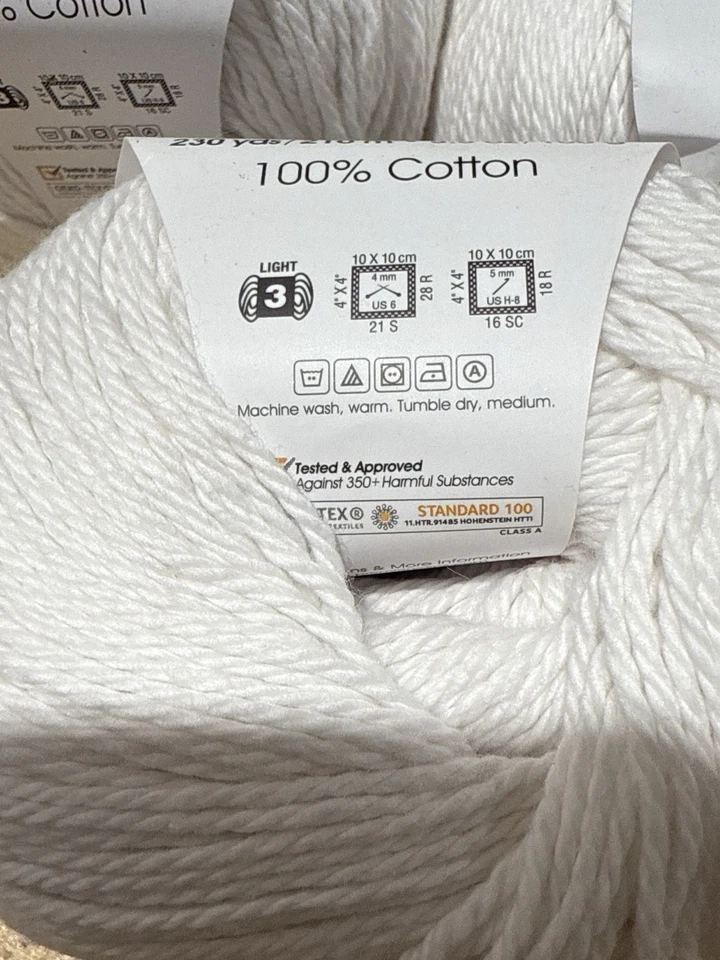 Hilo de brote de algodón Premier - 3 madejas, blanco, 100 % algodón, 230 yardas cada una Foto 2 de 4