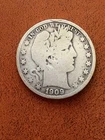 1909-P Barber Half Silver Dollar Coin 14 Grams 30.6MM Diameter Minor Damage