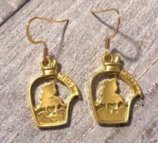 Alice In Wonderland Drink Me Gold Dangle Earrings