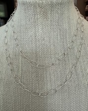 NWOT Sterling Silver Diamond-cut Oval Link Necklace, 30  Long, 724