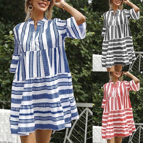Ladies Loose Fit V Neck Sundress Womens 