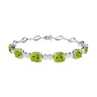 8.50Ct Oval Cut Natural Peridot 14k White Gold Plated 925 Tennis Bracelet 7.25"