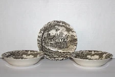 3  Royal Mail Staffordshire Ironstone Brown Fruit Dessert Sauce Bowls 4 7/8"