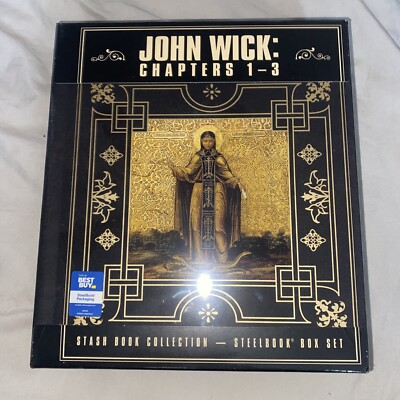 JOHN WICK-CHAPTERS 1-3 (Stash Box-Steelbook Box Set) 6-4K Ultra Blu-Rays NEW