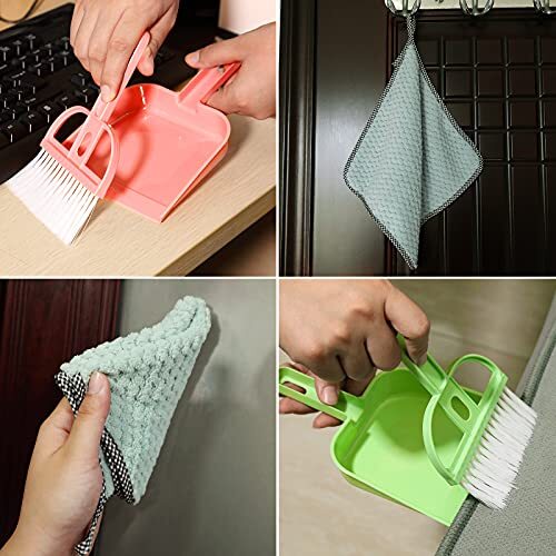 3 Pack Mini Hand Broom and Dustpan Set Small Dust Pans with Brush Set Cleaning - Picture 4 of 8