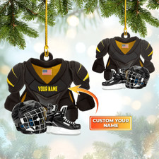 Customized name Hockey American ornament- Hockey Leagues Christmas - Custom Shap