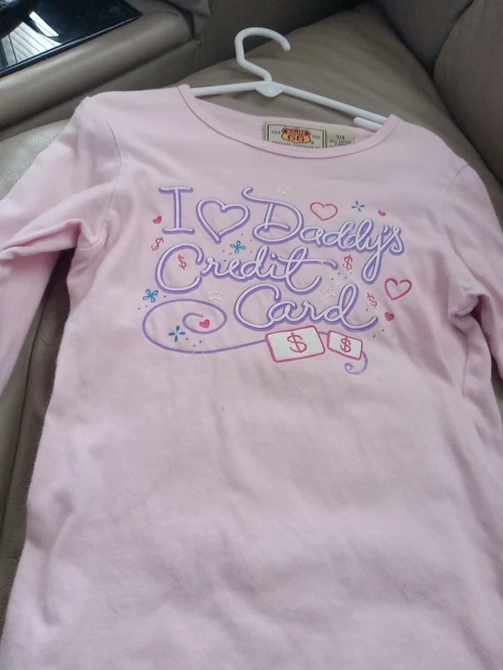 Camiseta Route 66 Humorosa Talla 7/8 Manga Larga I LOVE DADDY'S CREDIT CARD Rosa Foto 3 de 3