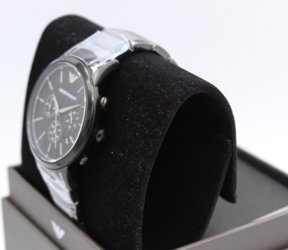 NEW AUTHENTIC EMPORIO ARMANI RENATO CLASSIC BLACK CHRONOGRAPH MEN'S ...