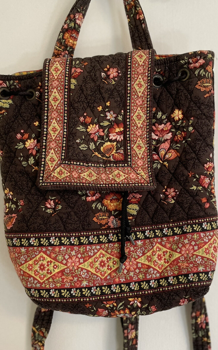 Vera Bradley Quilted Backpack Brown Floral, Retired Chocolat  display picture 3