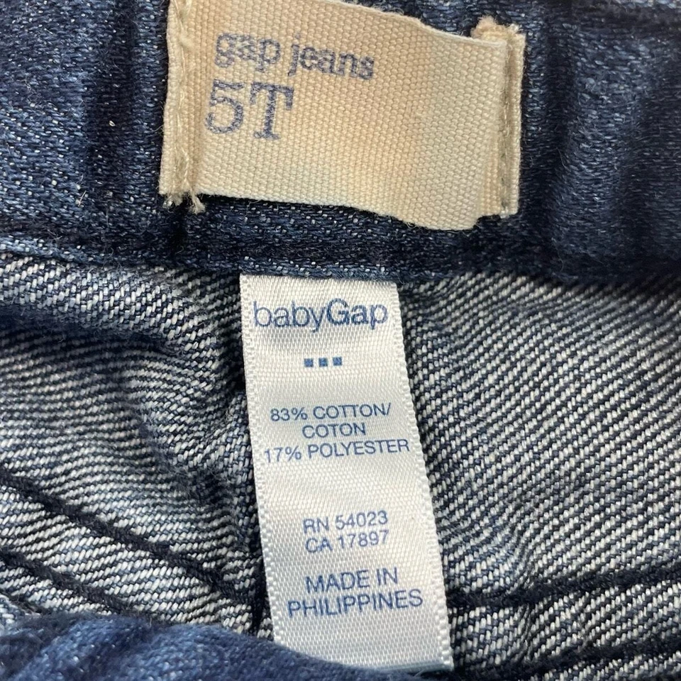 Baby Gap 女孩深色水洗弹性腰棉混纺迷你牛仔裙 5T — 第 3/3 张图片
