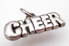 Vintage Cheerleader CHEER Fan Pendant 925 Sterling Silver 3/4