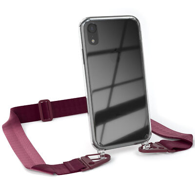 Handykette für Apple iPhone XR verstellbar breit Umhängehülle Band Silikon Beere