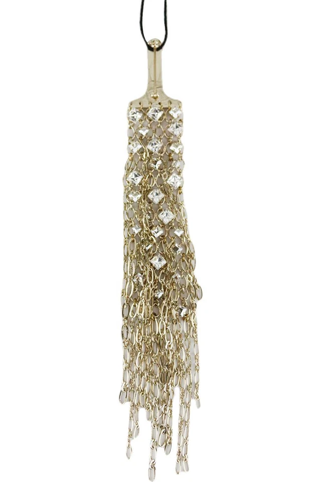 LANVIN CRYSTAL EMBELLISHED FRINGED BROOCH