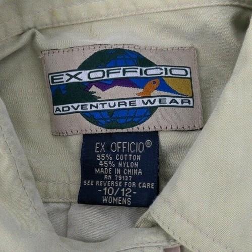 EXOFFICIO Vented Cotton Nylon Shirt Beige Outdoor Camp Shirt Women's Size 10/12 - Picture 8 of 9