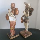 Mexican Paper Mache Folk Art Figures Man & Woman with Pots 12 Set of 2 Vintage — photo 8