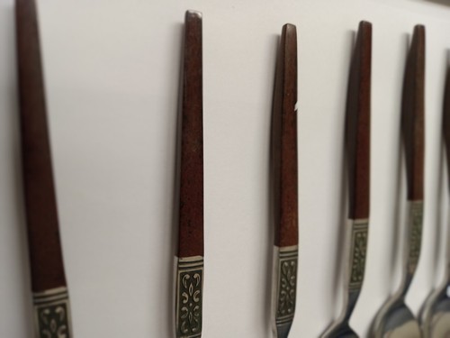 Interpur INR19 Stainless Flatware Brown Handle Japan Replacement Set of 14 H22C - Picture 7 of 8